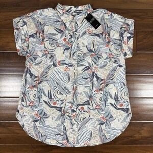 Lauren Ralph Lauren Women's Size 1X Relaxed Fit Linen Button Shirt Top Printed